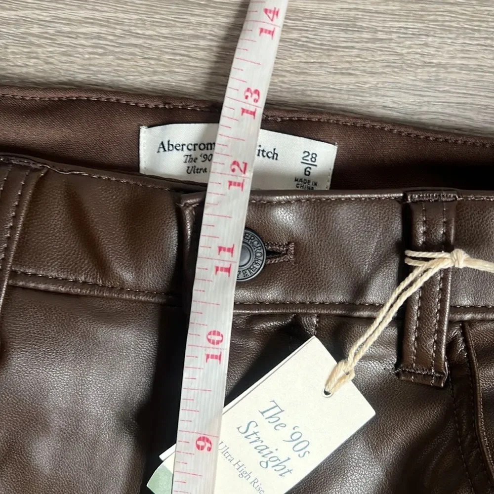 NEW Abercrombie & Fitch Vegan Leather 90s Straight Pant - Picture 10 of 13